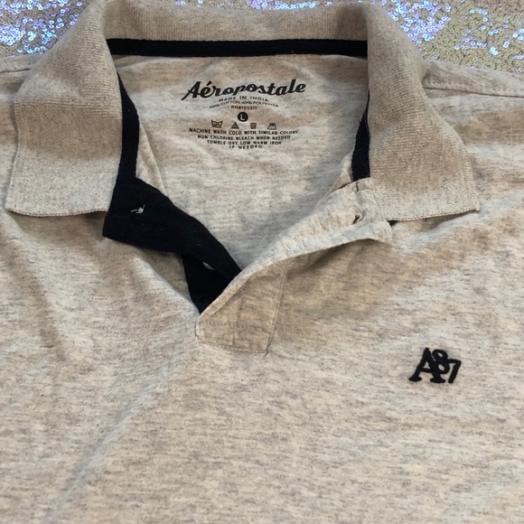 Aeropostale Button collared grey short sleeve Polo Shirt large - Picture 3 of 6